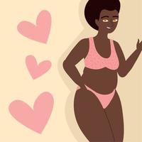 mujer afro gorda vector