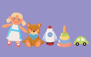 collection of toys for kids vector