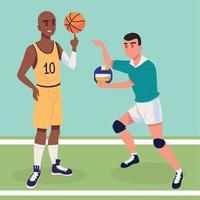 players basketball and volleyball vector