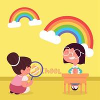 dibujos animados de niñas de la escuela vector