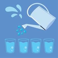 water is poured into a glasses vector