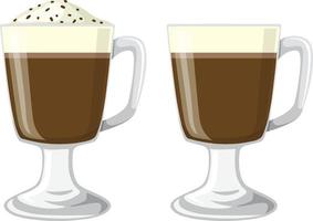 Coffee latte with cream and without cream vector