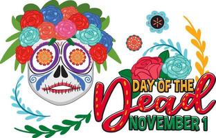 día de muertos con calavera de calaca vector