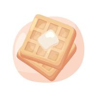 waffles and butter breakfast vector