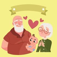 abuelos con nieto vector