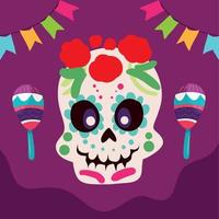 sugar skull mexico vector