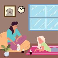 relaxed friends women at home vector