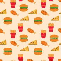 seamless pattern food background. variant of fast food seamless background pattern vector