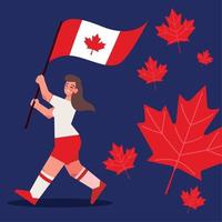 woman celebrating canada day vector