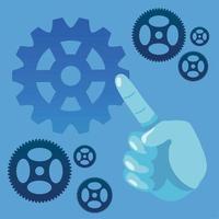 hand and gears vector