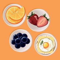 breakfast egg and fruits vector