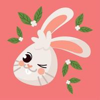 rabbit and leaf vector