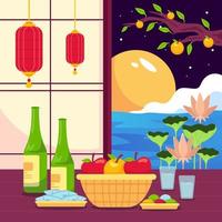 chuseok con concepto de cosecha de frutas vector