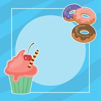 cupcake and donuts vector