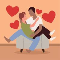 gay couple on sofa vector