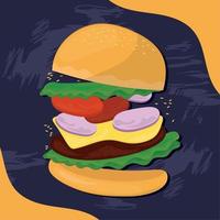 delicious burger food vector