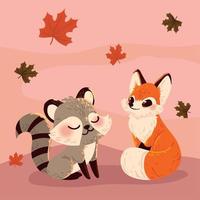 animals and autumn season vector