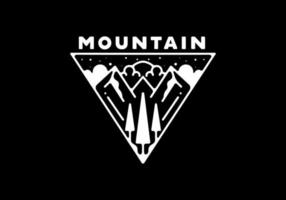 Triangle mountain line art design on black background vector