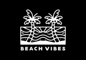 Beach vibes line art design on black background vector