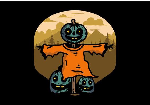 Scary halloween pumpkin illustration design