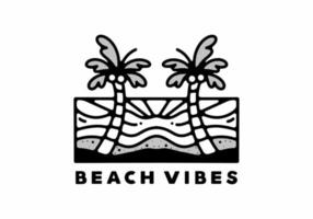 Beach vibes graphic design in mono line art vector