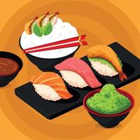 japanese sushi and rice vector