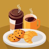 coffee cups and bread vector