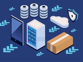 isometric storage data digital vector