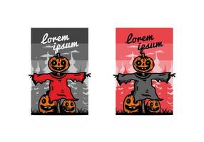 Scary halloween pumpkin illustration design vector