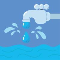faucet and water drops vector