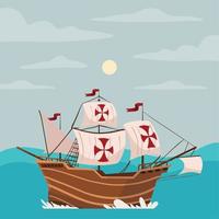 caravel sailing boat vector