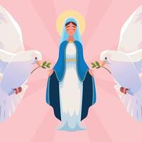 Virgin Mary with doves vector