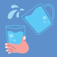 pouring water in glass vector