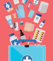 falling medicine in suitcase vector