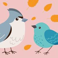 small birds and vegetation vector