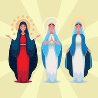 conjunto de asunción de la virgen maría vector