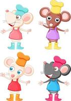 Different chef rat cartoon character set vector