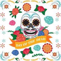 día de muertos con calavera de calaca vector