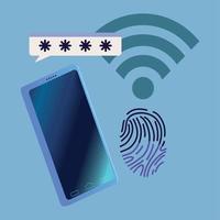 smartphone con contraseña de ciberseguridad vector