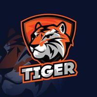 logotipo de esport de tigre y escudo vector