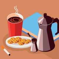 coffee maker and cigar vector