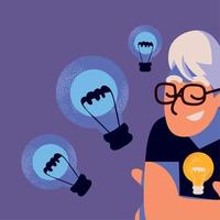 nerd man with bulb vector