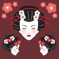 personaje tradicional geisha vector