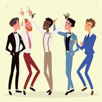 groom and groomsmen celebration vector