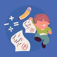 happy student boy and test vector