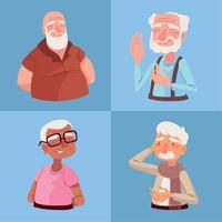 set of male grandparents vector