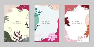 Fashionable abstract patterns with floral and geometric elements. It is suitable for publications on social networks, mobile applications, banner design and advertising on the Internet. vector