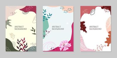 Fashionable abstract patterns with floral and geometric elements. It is suitable for publications on social networks, mobile applications, banner design and advertising on the Internet. vector