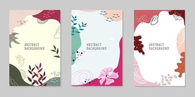 patrones abstractos de moda con elementos florales y geométricos. es adecuado para publicaciones en redes sociales, aplicaciones móviles, diseño de banners y publicidad en internet. vector