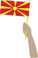 dibujado a mano del vector de la bandera de macedonia del norte, dibujado a mano del vector del denar